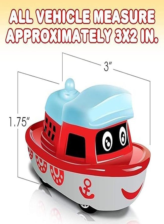 Carryze Cute Cartoon Vehicle Toys Set for Kids | Bus, Train, Boat, Aeroplane & Taxi Toy Cars Combo | Colorful Push & Go Vehicle Playset - Image 2